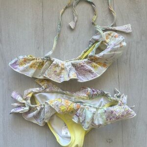 Il Gufo Floral Ruffle Bikini - Yellow and Purple